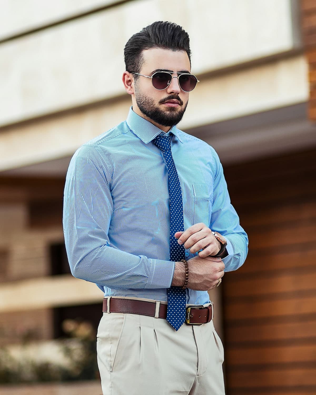 Bilal Poplin Dress Shirt in Sky