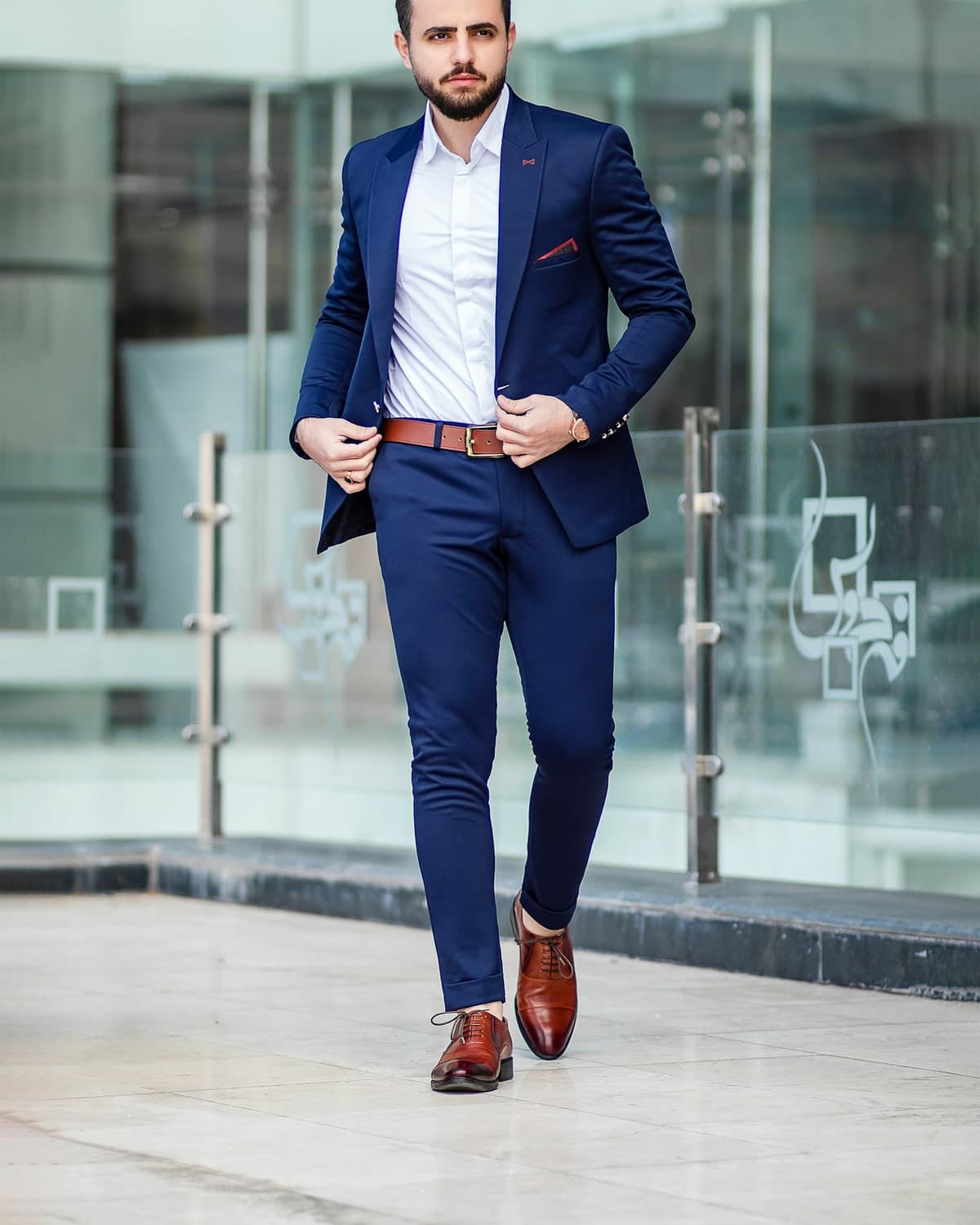 Ilaaf Half-Canvas Two-Piece Suit in Navy