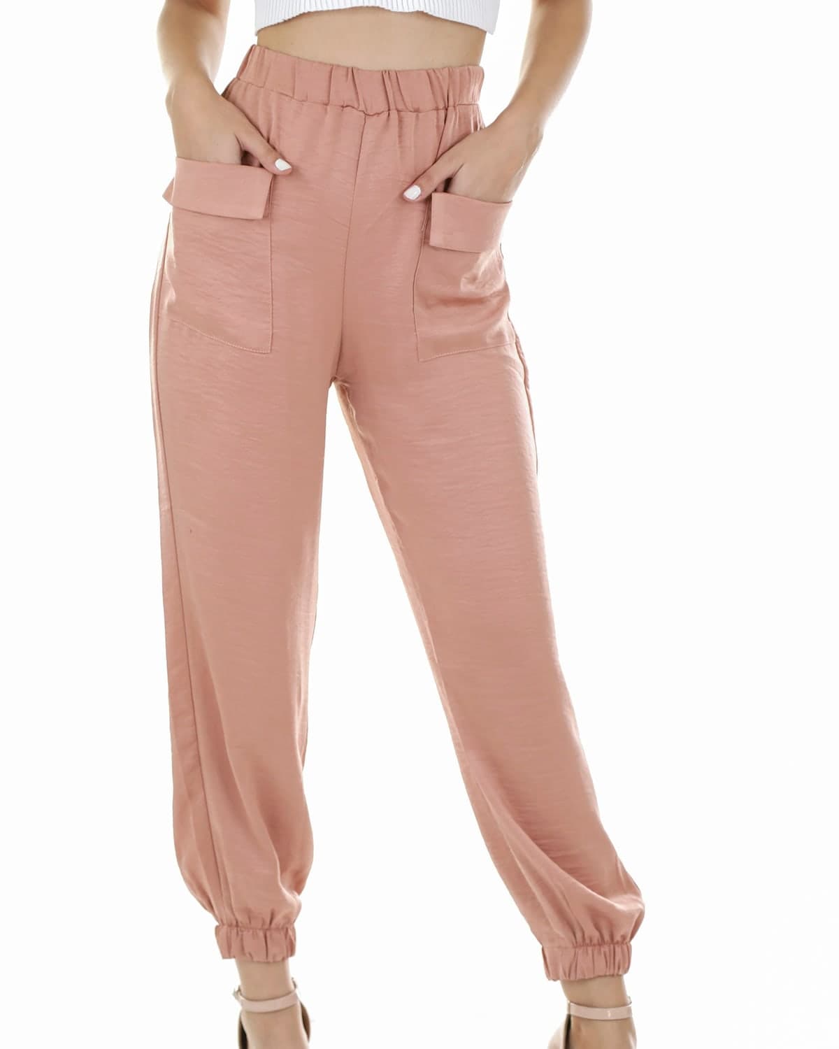 Emaan Drape Wide Trouser in Blush