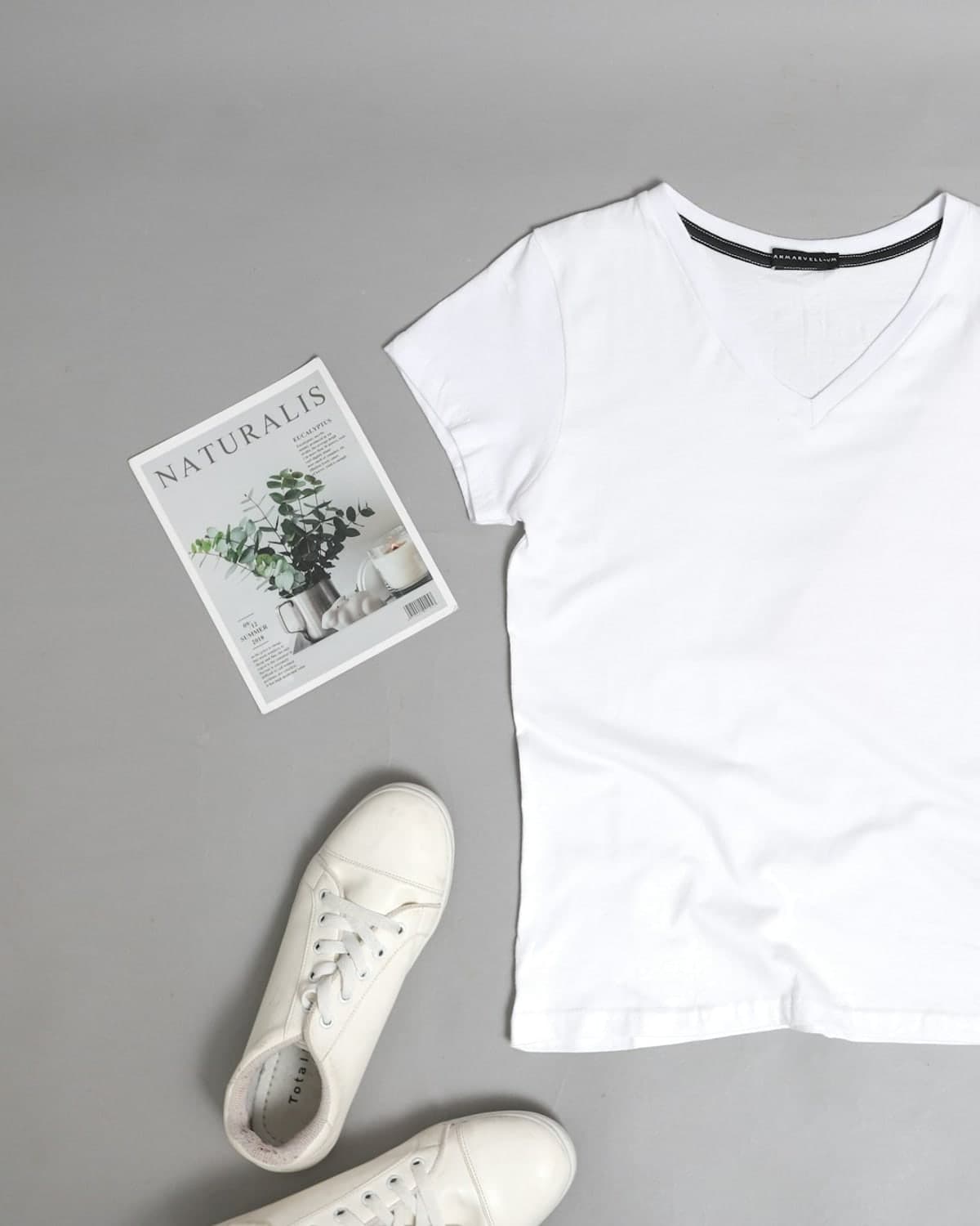 Omer Pima V-Neck Tee in White