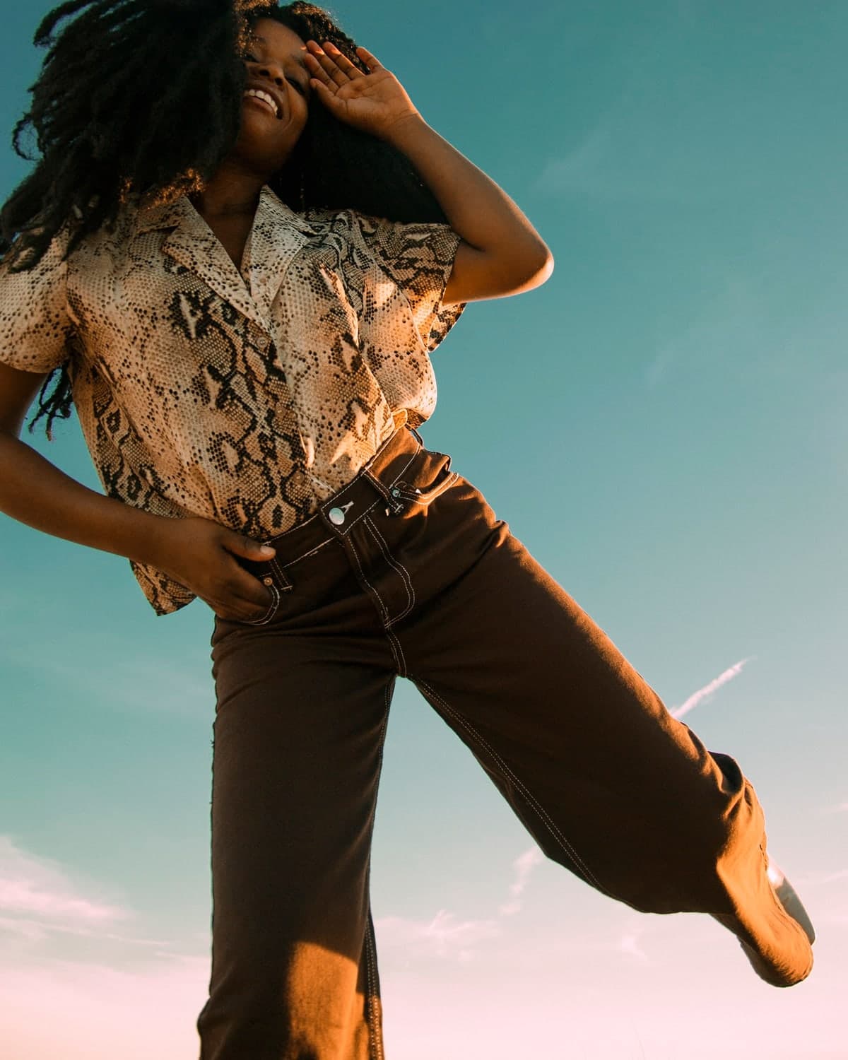 Laiba Printed Wrap Top in Tan